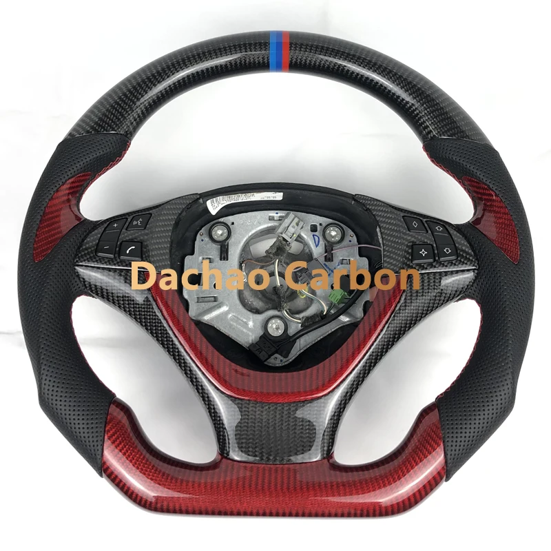 

For BMW X5 X6 E70 E71 Carbon Fiber Steering Wheel Customized Red Mix Black Carbon Color Racing Wheel