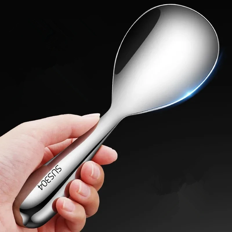 Thicken Stainless Steel Rice Spoon Japanese Style Long Handle Rice Cooker Spatula Serving Scoop Kitchen Utensils for Home