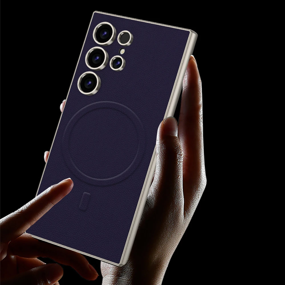 Luxury Original Leather Phone Case with Built-in Magnetism - Premium Protective Cover