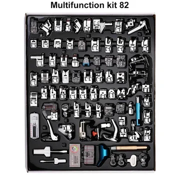 11-82pcs/Set Sewing Machine Presser Foot Press For Brother Singer Kit Braiding Blind Stitch OverLock Zipper Ruler Parts 7
