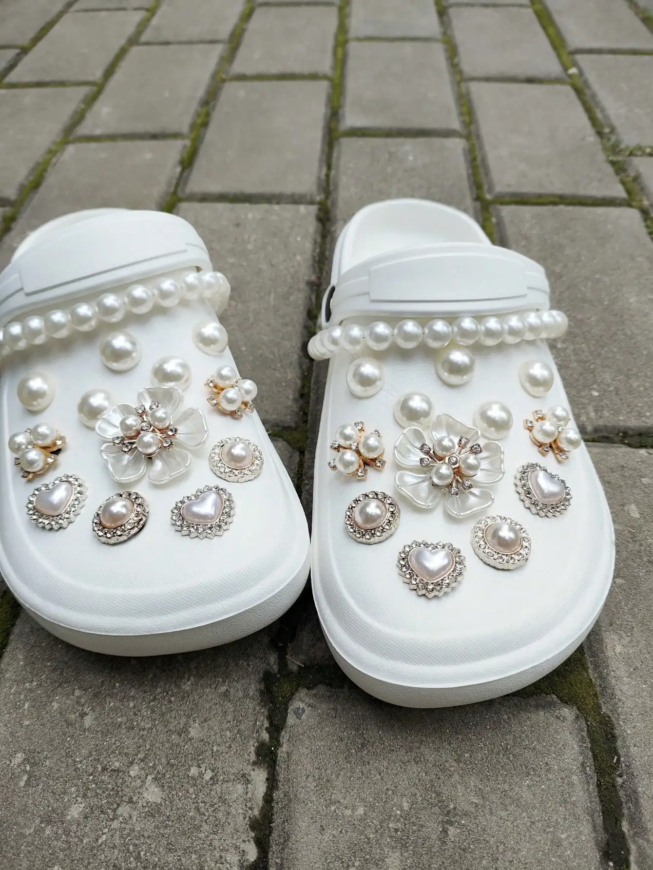 حجر الراين على شكل قلب حذاء حديقة زينة ساحرة ، كام...