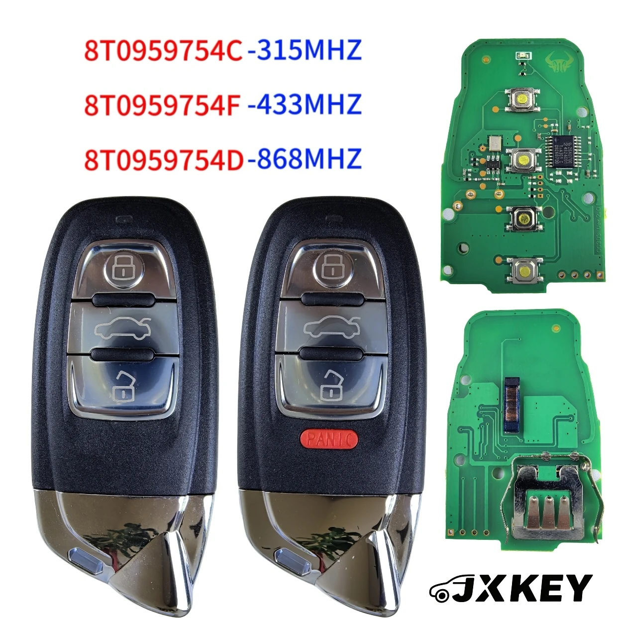 JXKEY 8T0959754C 315/433/868MHz 3/4 ปุ่มดัดแปลงเช่น Lamborghini สําหรับ Audi A4 A5 A6 A7 S4 2009-2016 Smart Remote Key Fob Shell