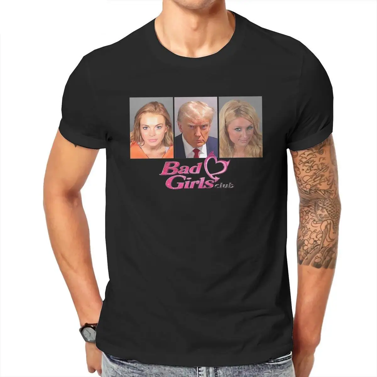 T-Shirt Vintage Paris Hilton Lindmeria Lohan Trump Bad Girls Club T-Shirt Uomo O Collo 100% Cotone T-Shirt Manica Corta T-Shirt Idea Regalo Top