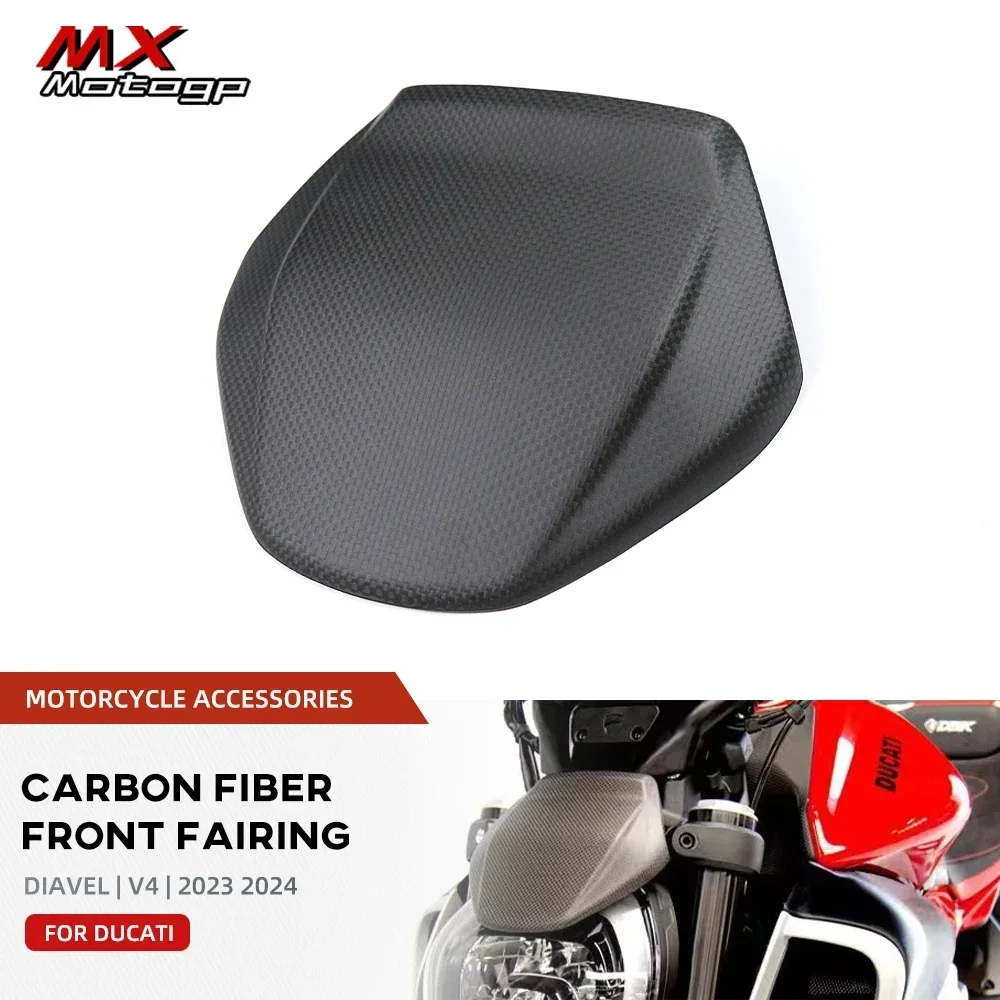 

Motorcycle Carbon Fiber Front Headlight Upper Cover Fairing For DUCATI Diavel V4 2023 Motocross Accessories Head Light Cowling