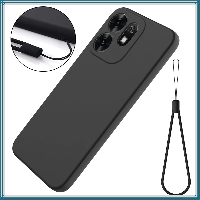 Premium Liquid Silicone Back Cover with Flock Lining and Strap Lanyard