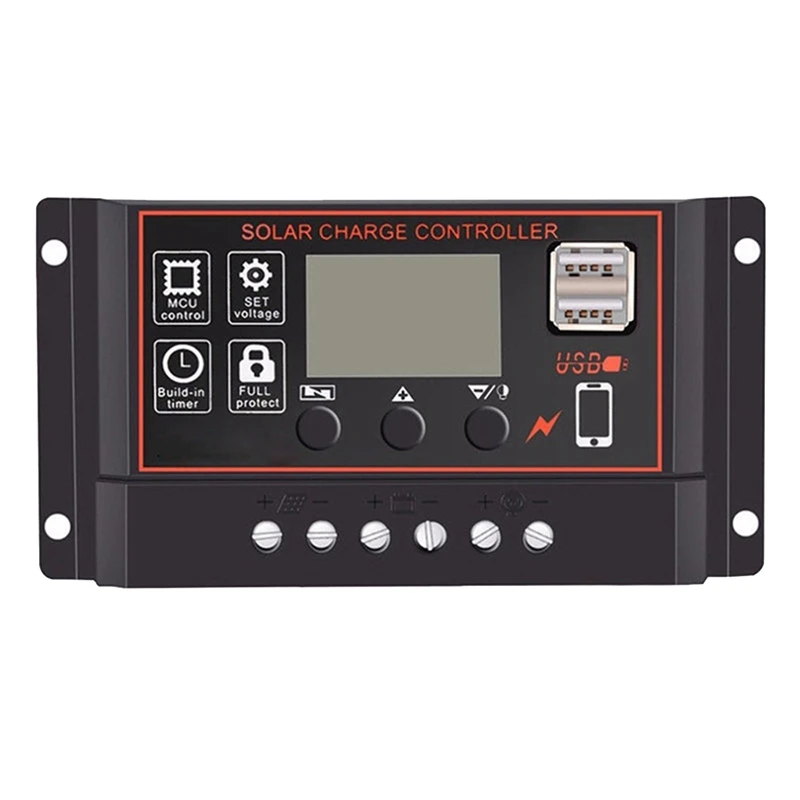 

Solar Charge Controller Solar Panel Controller 12V 24V LCD Display Solar Panel Battery Regulator With USB Port