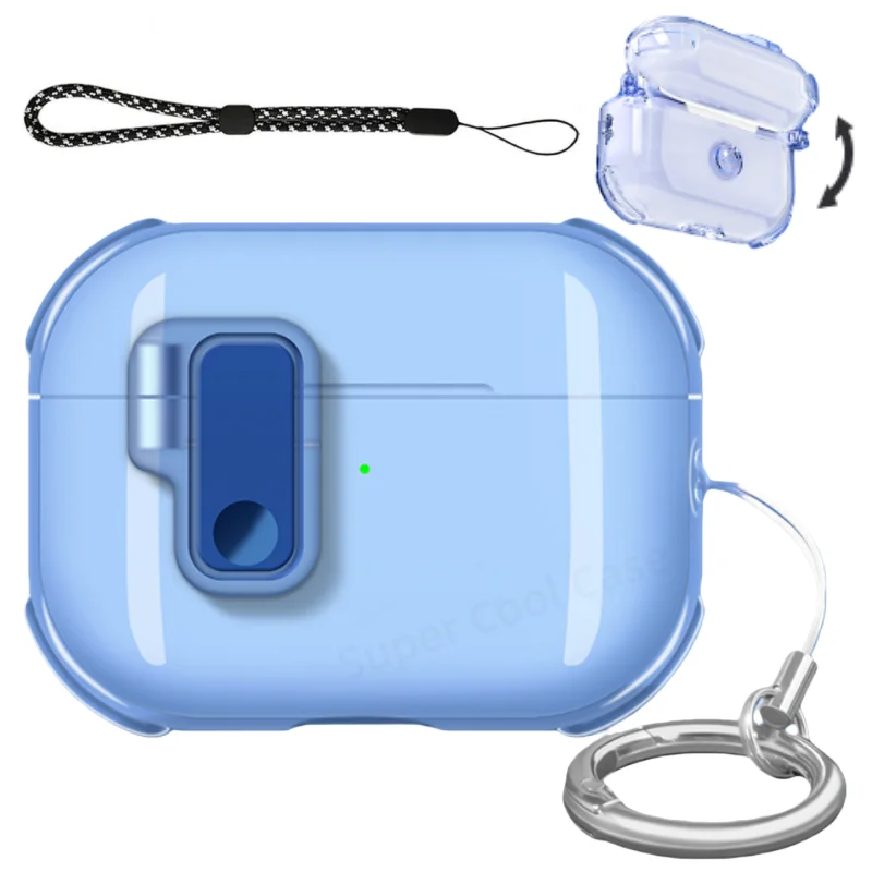 Transparent TPU Earphone Case with Secure Lock and Lanyard