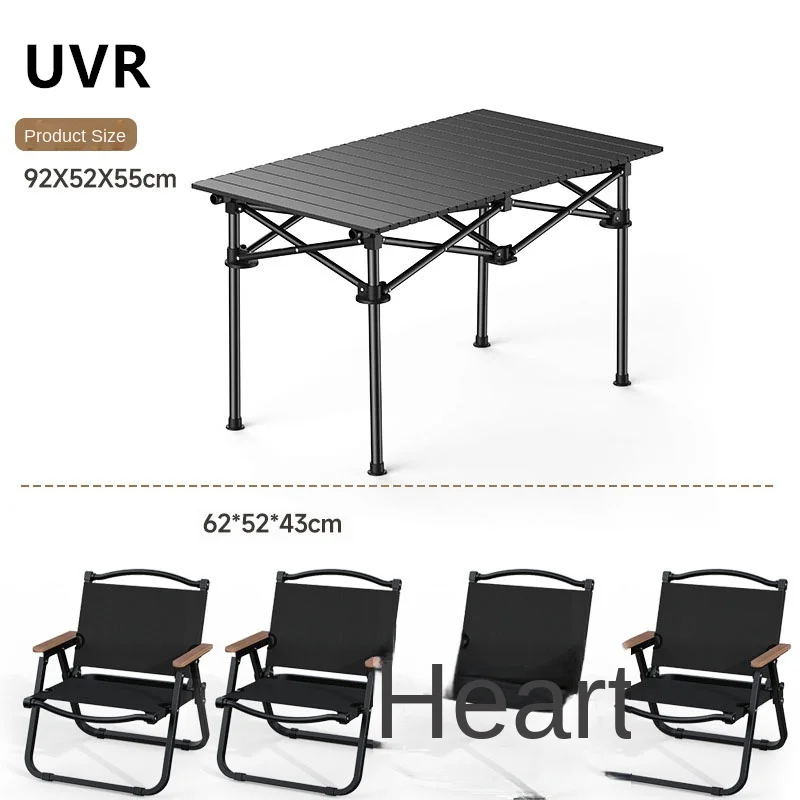 UVR New Outdoor Folding Tables and Chairs Family Travel Camping Omelet Table Portable Carbon Steel Alloy Tables and Chairs Set