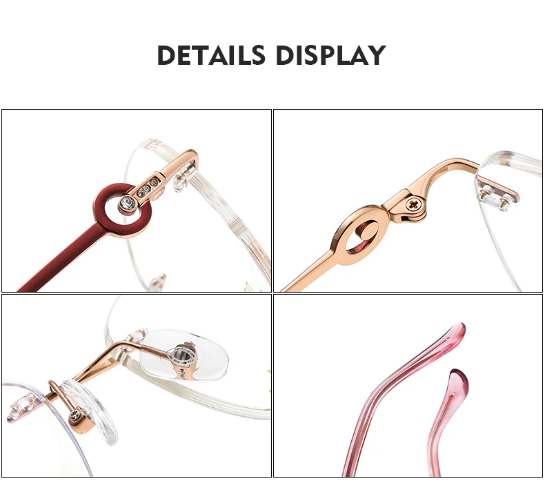 Oveliness Women's Rimless Oval Cat Eye Titanium Eyeglasses 15