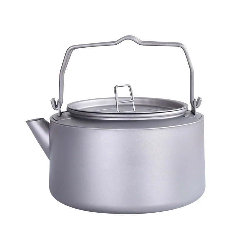 

700ml 1000ml Pure Titanium Camping Boiling Kettle Portable Outdoor Teapot with Folding Handle Ultralight Tableware