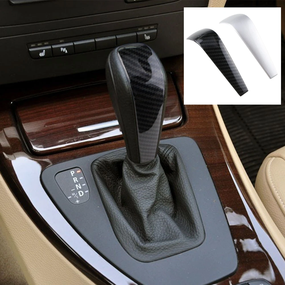 Car Gear Shift Knob Cover Trim for BMW X1 1 3 Series E84 E87 E90 E92 E93 Carbon Fiber Pattern Decorative Cover Sticker