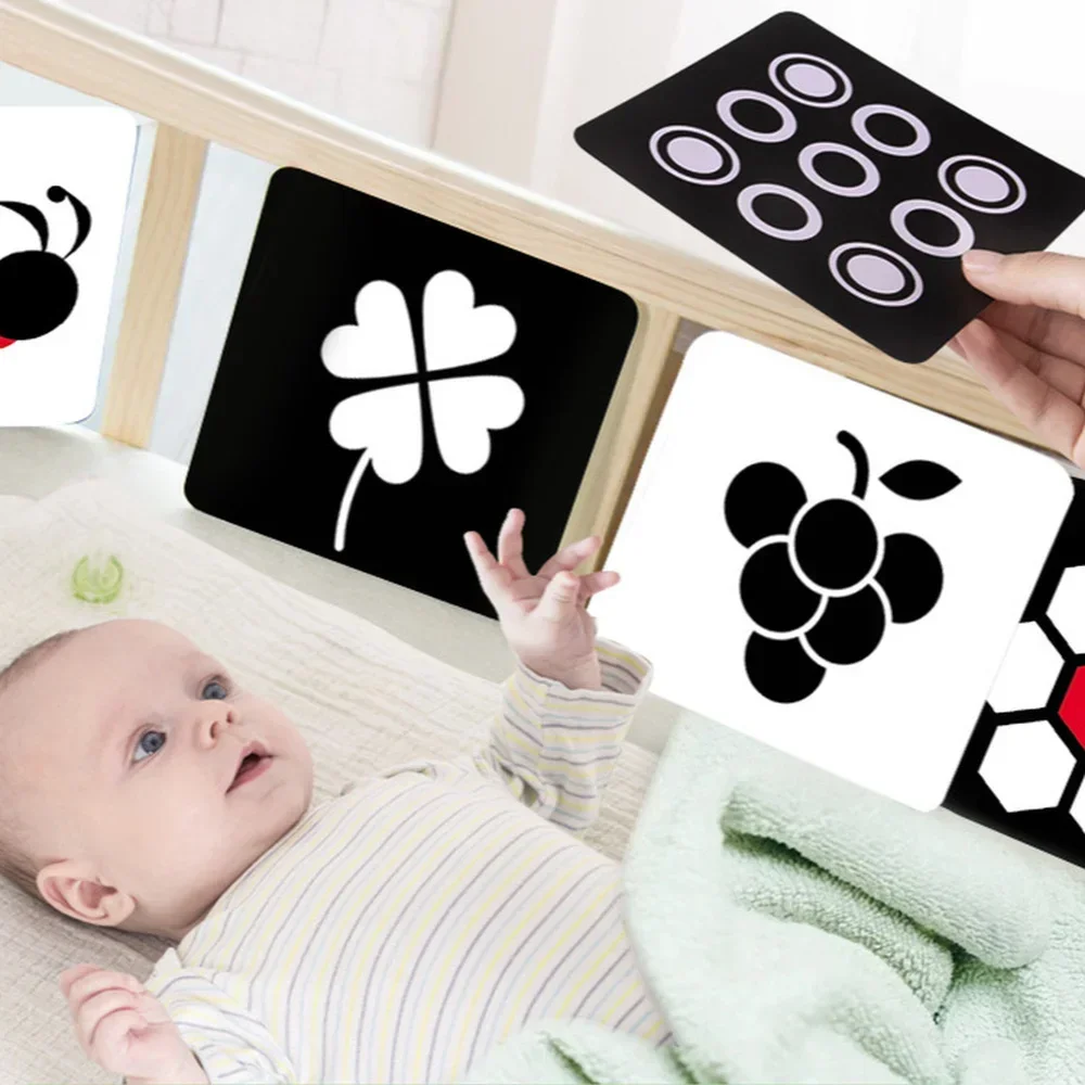 

Montessori Baby Visual Stimulation Card Toy High Contrast Visual Stimulation Learning Toys for Baby Black and White Flash Cards