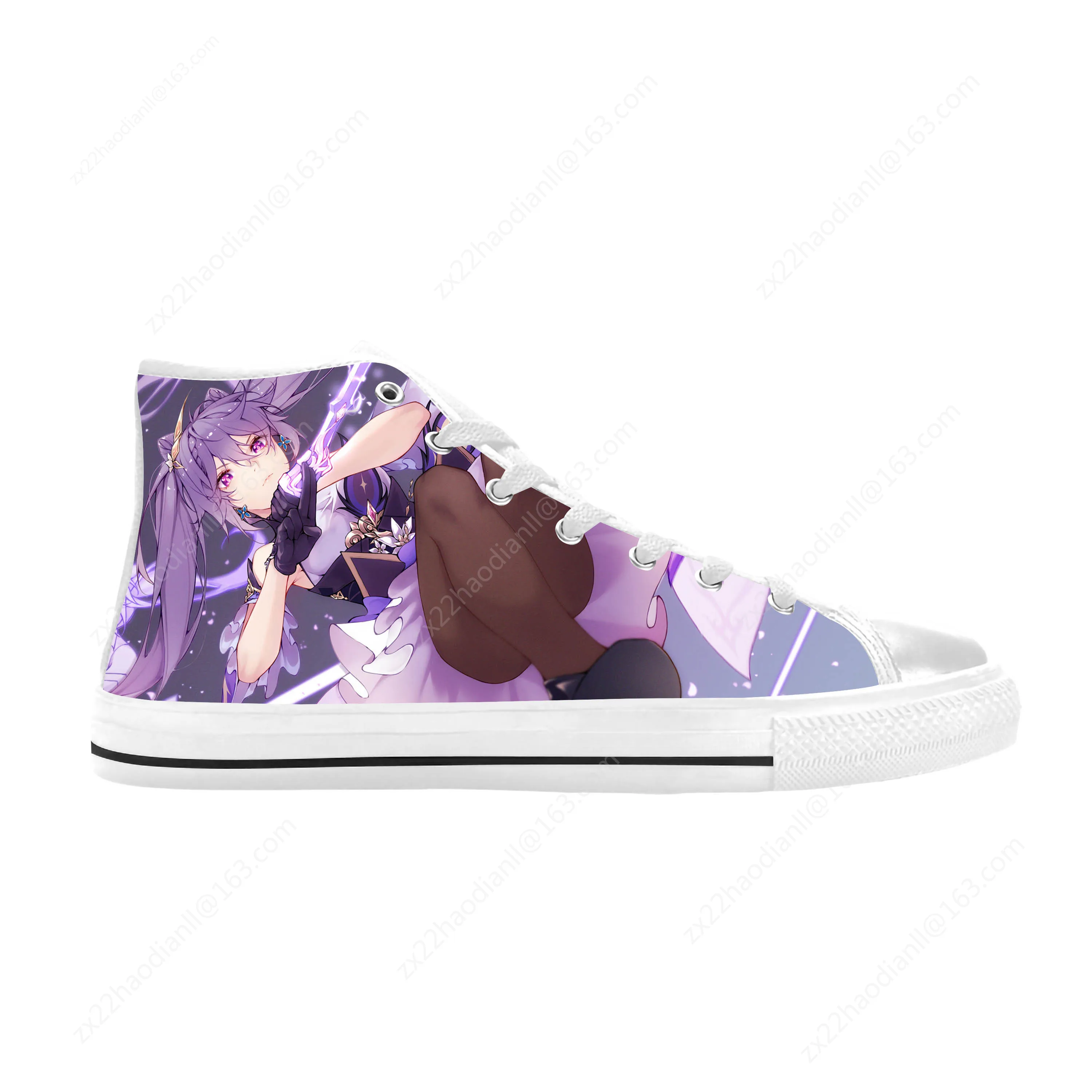 Anime Manga Cartoon Game Genshin Impact Keqing Casual Cloth Shoes High Top Comfortable Breathable 3D Print Men Women Sneakers