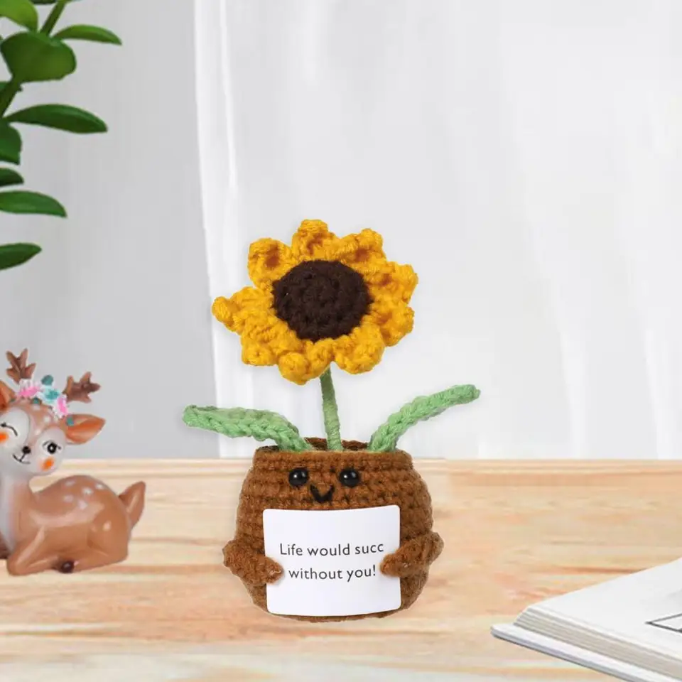 Bennra Positive Sunflower Crochet Doll – Handmade Emotional Support Plush Toy - View #9