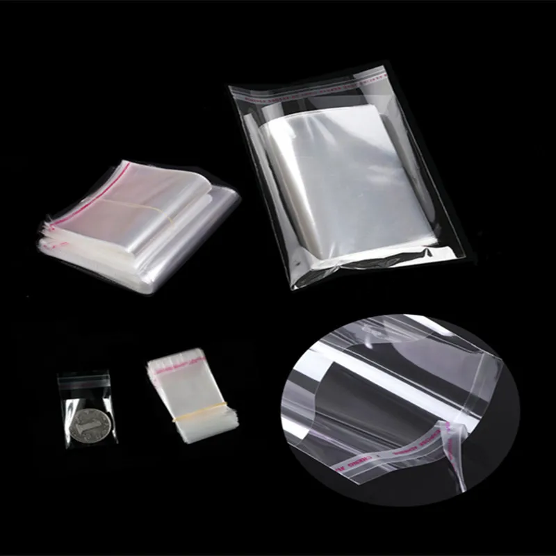 100pcs transparent OPP self-adhesive glass paper bag, self sealing packaging bag for candy, biscuits, toys and party gifts 3