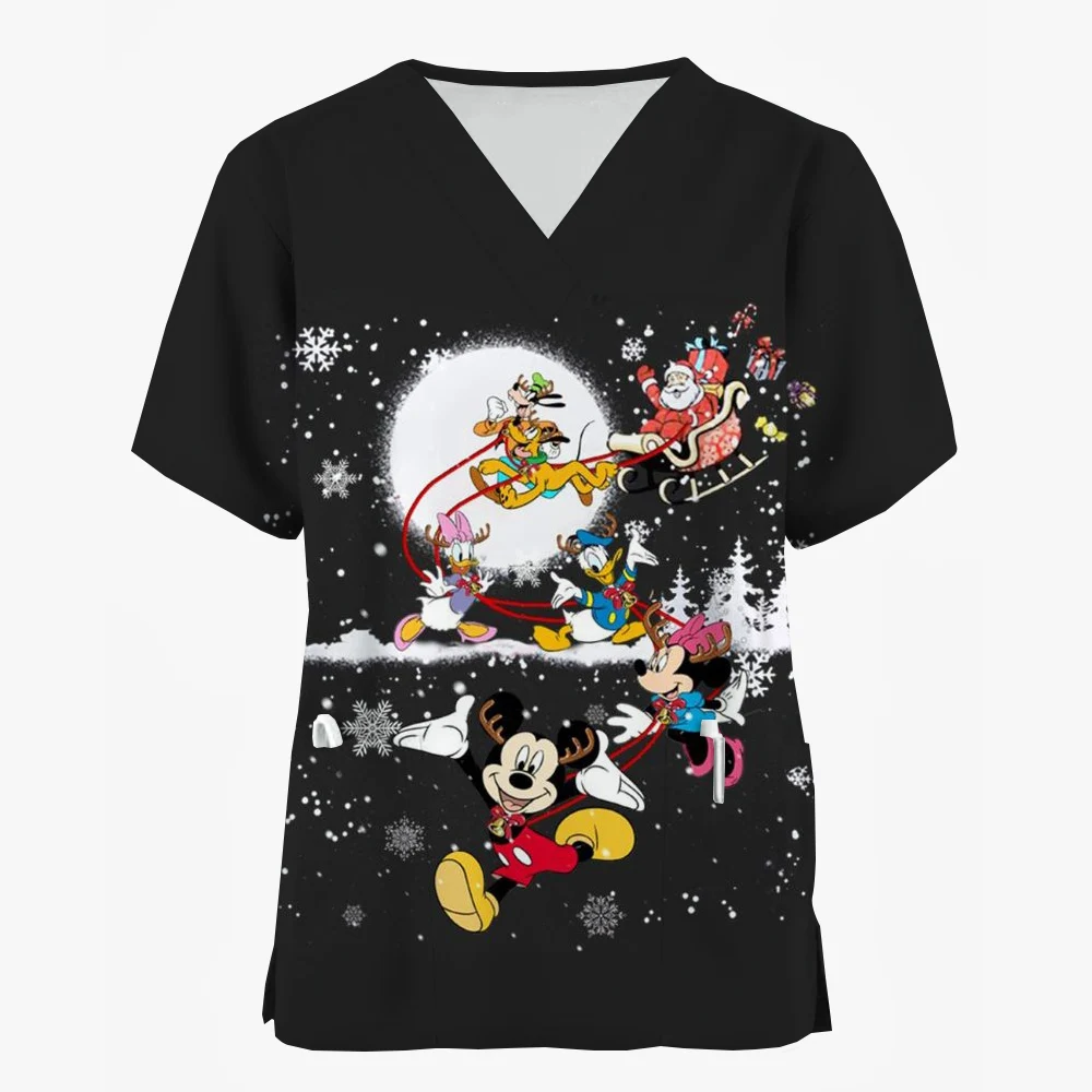 Women Care Nurse Uniform T-Shirt Casual Disney Mickey Mouse Minnie - Main Image