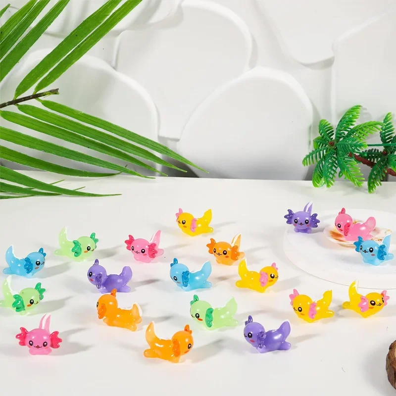 35PCS Resin Axolotl Ornament Miniatures Ambystoma Mexicanum Cute Animals Fish Tank Moss Microlandscape Fairy Garden Decoration 3