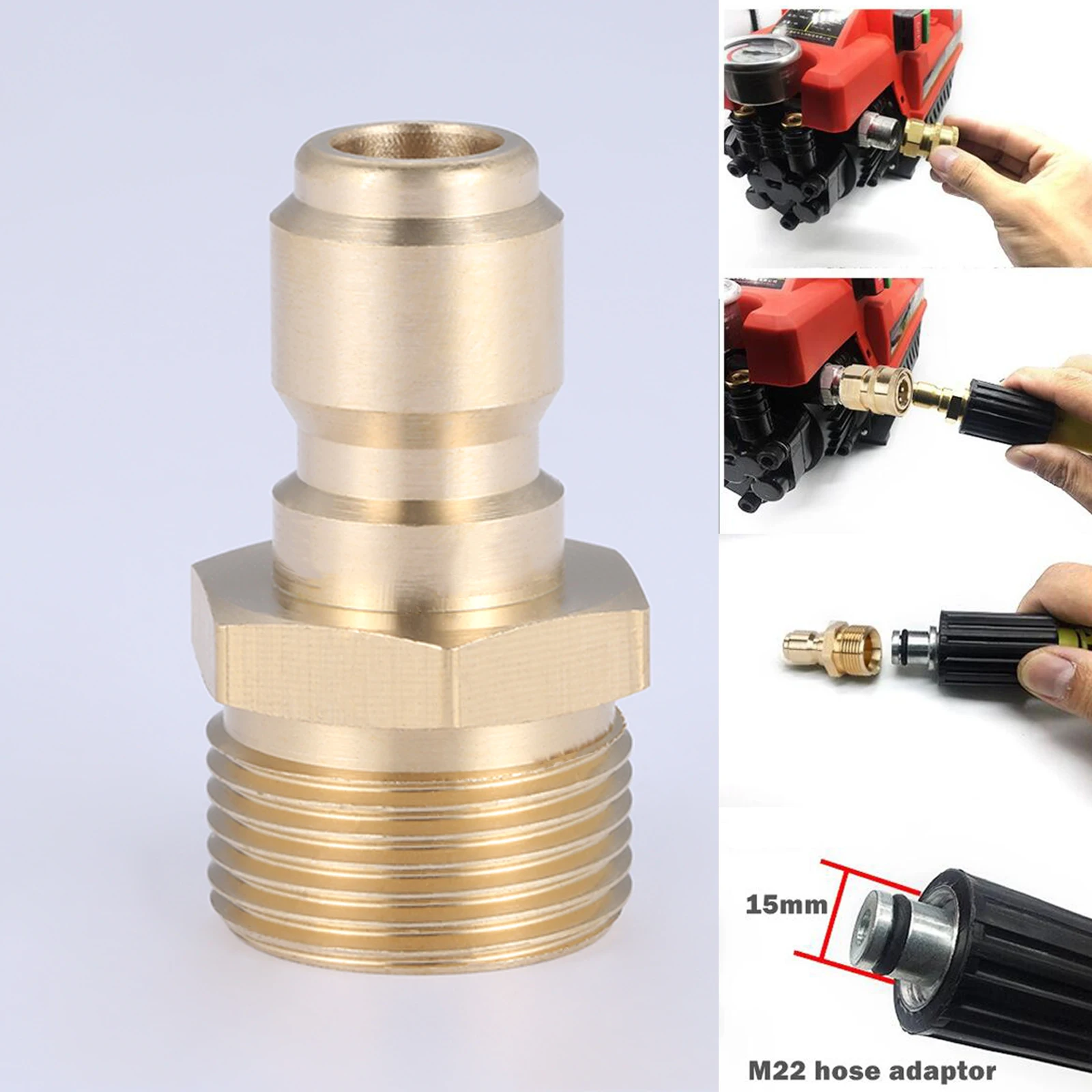 Car Washer Brass 3/8inch Quick Disconnect Plug with M22 Male Thread ...