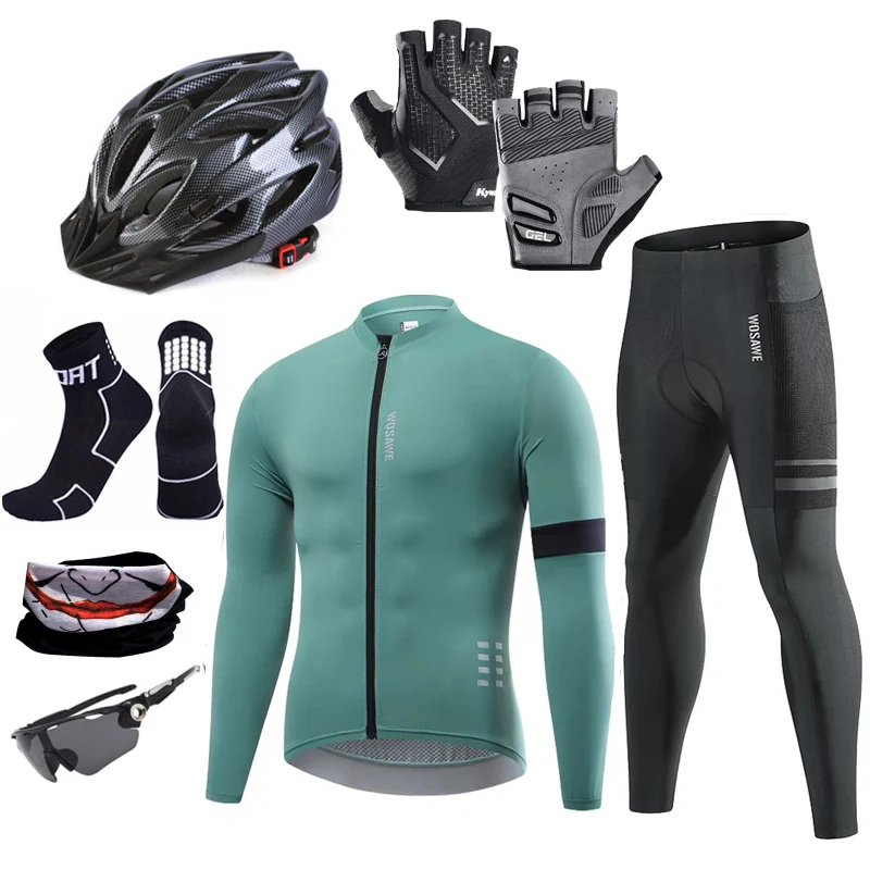 Pro Bicycle Jersey Long Sleeves Set Men Bike Clothing Mtb Cycling Wear Quick-Drying Anti-UV Sports Complete Kits