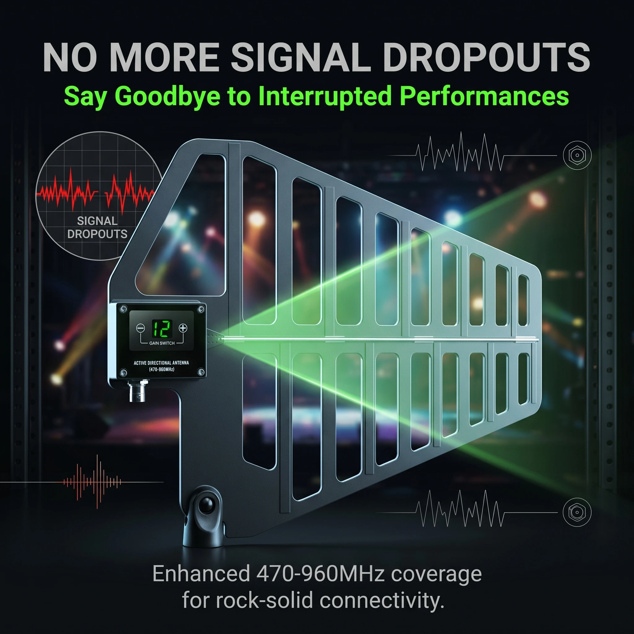 폴킷슨 AT-16Pro UHF 안테나 분배 시스템 16채널 470-960MHz 무간섭 고이득 스테이지 라이브 무선 마이크 앰프 키트