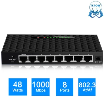 TEROW 기가비트 네트워크 스위치, 8 포트, 1000Mbps 스마트 이더넷 스위처, 고성능 RJ45 허브 인터넷 분배기, 플러그 앤 플레이