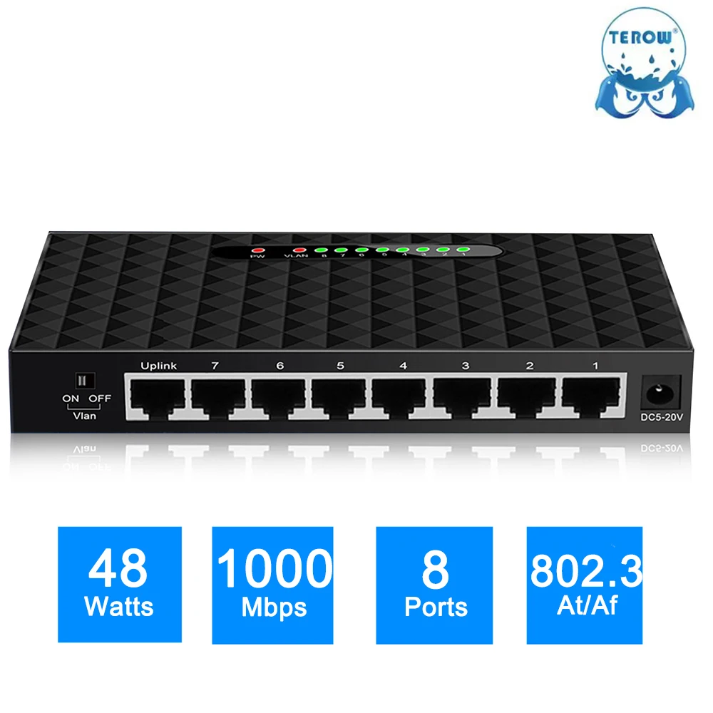 Terow-switch Gigabit de Rede Portas 1000mbps Smart Ethernet Switcher Alto Desempenho Hub Rj45 Internet Splitter Plug And Play