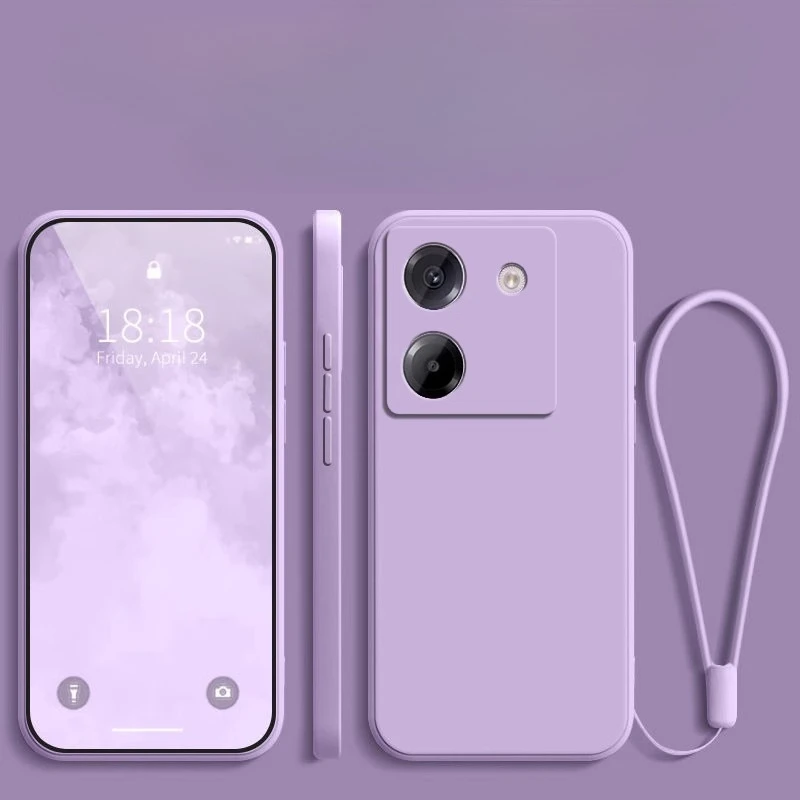 Silicone Matte Shockproof Phone Case with Strap and Bumper Protection