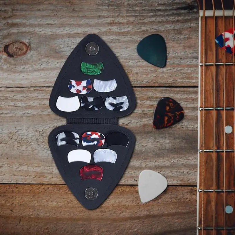 Guitar Pick Box Portable Picks Holder Case With 12pcs Picks Guitar Pick Display Case Plectrums Bag Accessories For