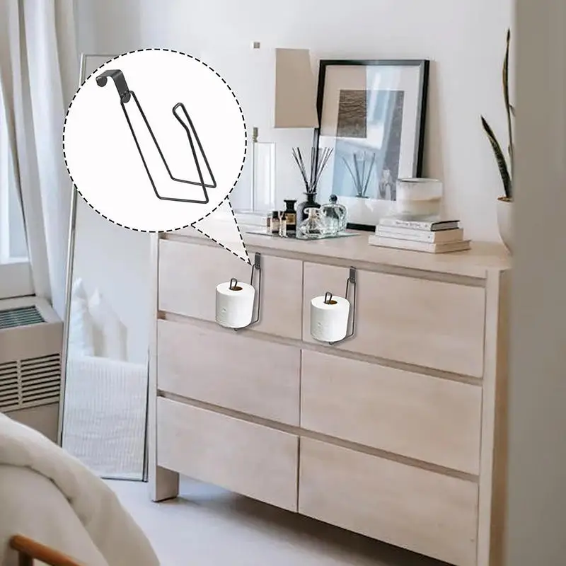 Simple Iron Toilet Roll Paper Holder Organizer Wall Mount Storage Stand Kitchen Bathroom No Drill Tissue Towel Dispenser