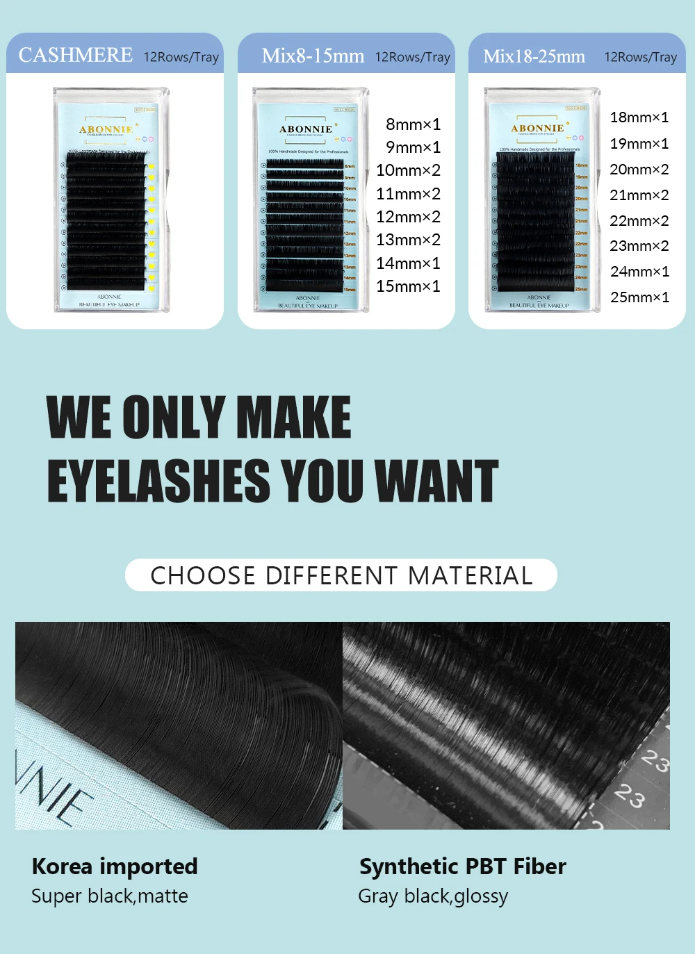 Description Picture 3 of itemAbonnie Cashmere Lashes Classic Individual Eyelash Extenisons Fluffy Volume Matte Black Cils