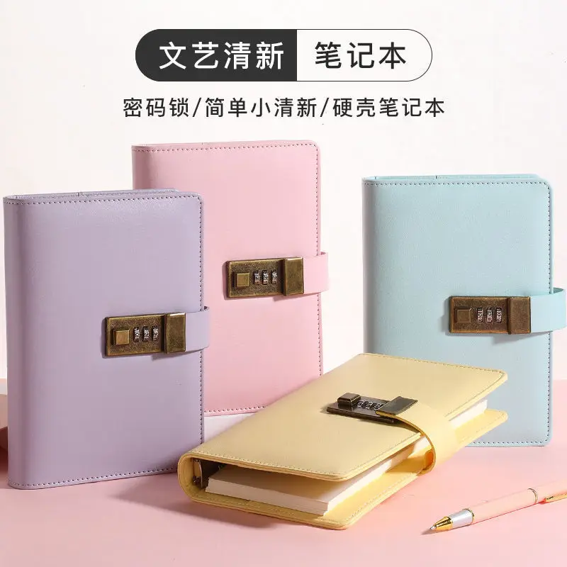 빈티지 코드북, 번호 잠금, 일기, 간단한 잠금, 학생 메모장, 두꺼운 일본과 한국 노트북, 문구