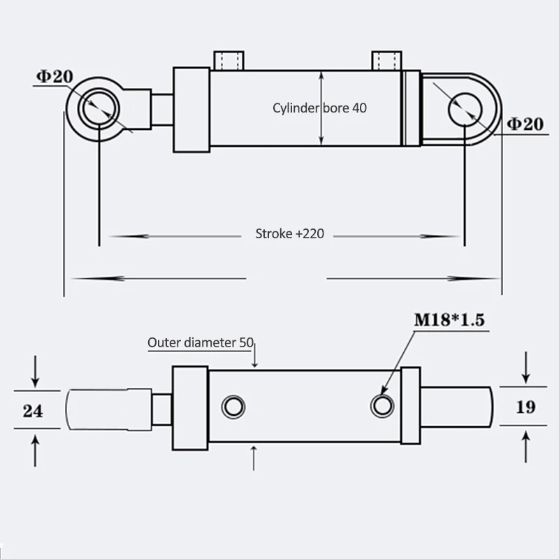 Hydraulic Cylinder Two-way Lift Top Telescopic 1 2 Ton Hydraulic Oil Top Hydraulic Pressure Top Accessories 6
