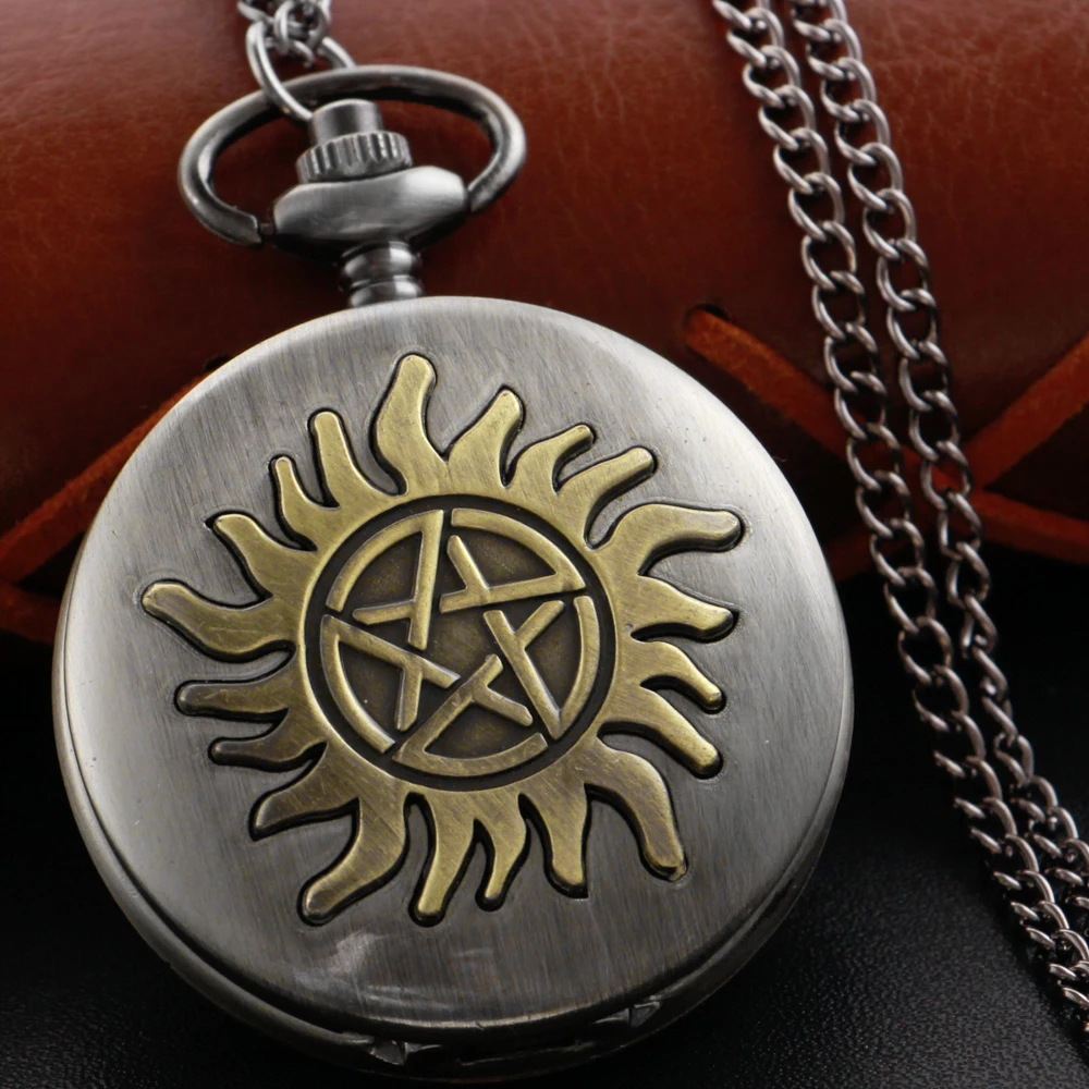 Sun Pentagram – montre de poche, Steam Punk, pendentif numérique, chaîne, horloge, Sculpture à la mode, cadeau pour hommes et femmes, Cf1351