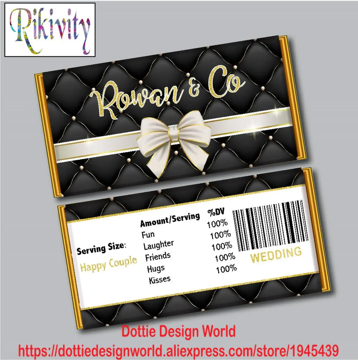 Diamond Bow Wedding Kinder Bueno Hershey M & M'S Chocolate Stickers Etichette Per Bottiglie D'Acqua Baby Shower Compleanno Decorazione Natalizia