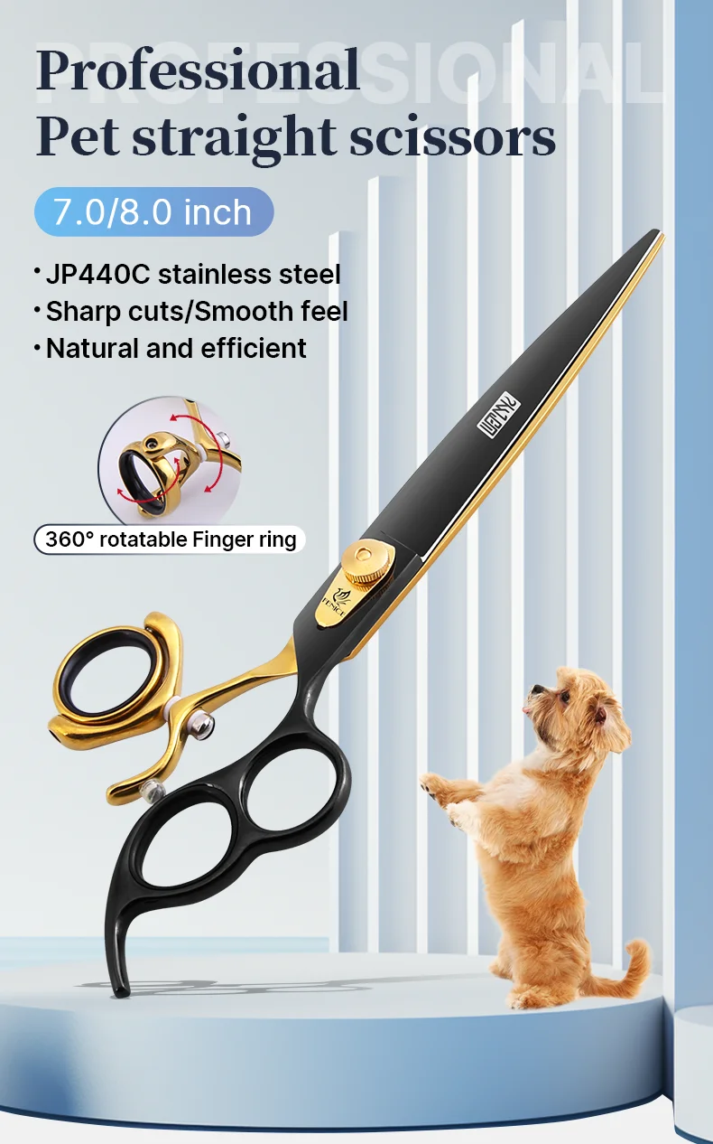 8.0インチマットブラックプロフェッショナルペットグルーミングハサミ