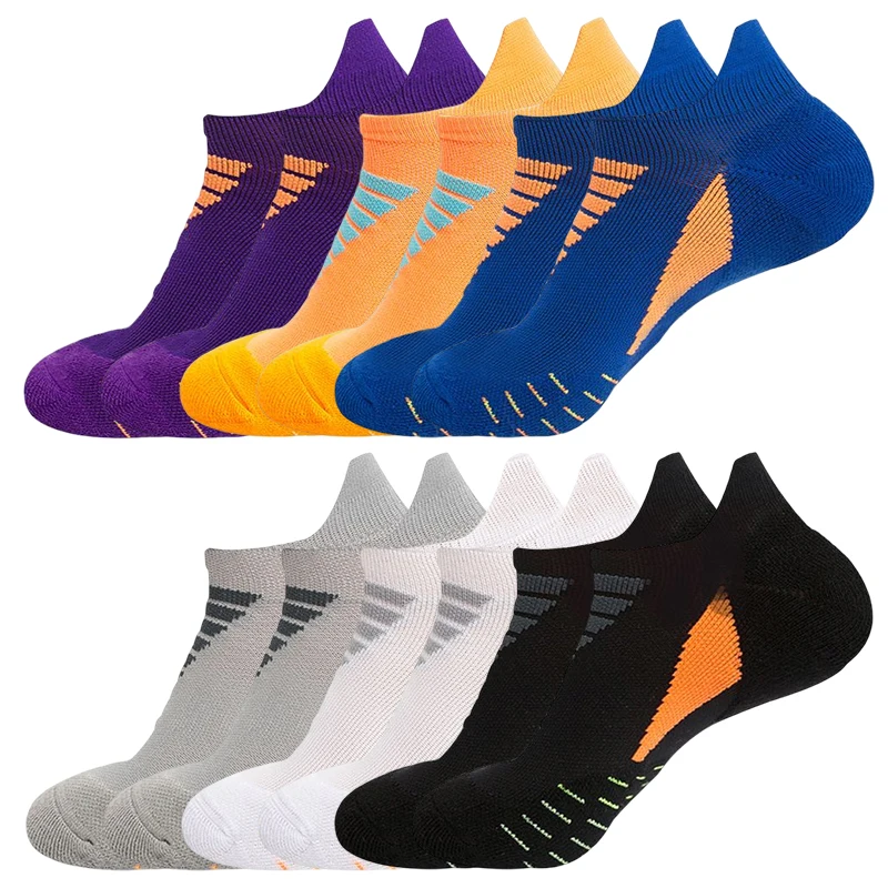 6 Pairs Mens Athletic Ankle Socks Anti-slip Breathable No Sweat Sports Socks Marathon Basketball Summer Running Sock  Men