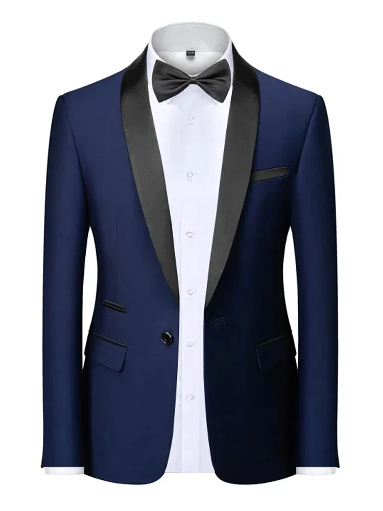 EU-Größe XXS-3XL Herren Schwarzer Slim-Fit Smoking-Jackett Eleganter Satin-Revers-Blazer für Hochzeit Party Abschlussball Formelle Geschäftsveranstaltungen – Detail 8