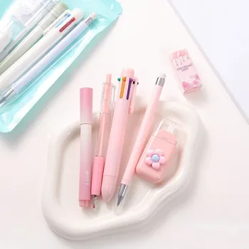 Set di cancelleria scolastica a forma di cartone animato, 6 pezzi/set, penne a 6 colori di grande capacità, kit regalo per studenti, pennarello, blocco note