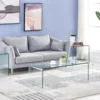 Glass Coffee Table, Modern Tempered Clear Coffee Tables Decor for Living Room, Easy to Clean and Safe Rounded Edges 4