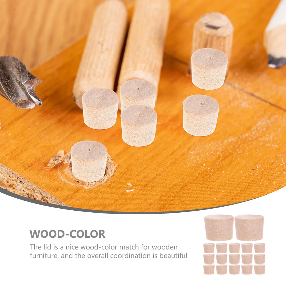 100 Pcs Cork Wooden Plug Round Hole Plugs Pocket Furniture Button Small Covers Carpenter Bee