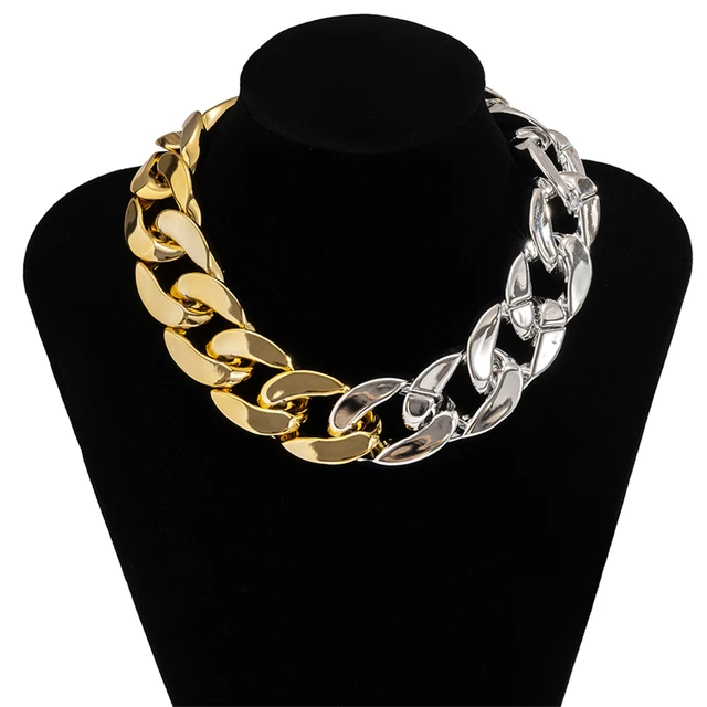 Lacteo Punk Multi Layered Golden Chain Choker Necklace Jewelry for Women Hip Hop Big Thick Chunky Clavicle Chain Charm Necklace LC3171532