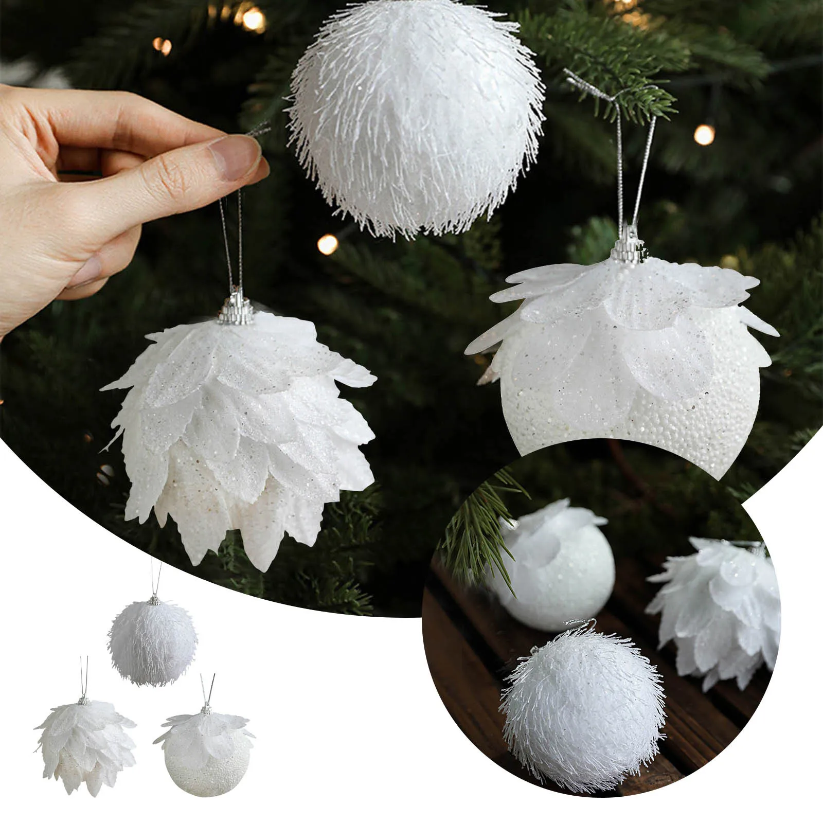 Foam Christmas White Petal Decoration Sticky Powder Christmas Tree 3d Pendant Layout Accessories Beads For Doorways For Girls