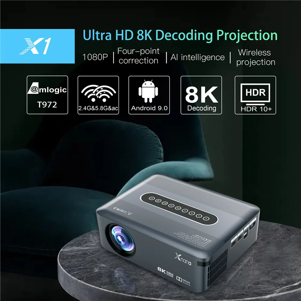 Video Projector/Projector 8k Android 9.0 LCD 10000 Lumens Full HD mobile  projector, 1080P 5G WiFi Bluetooth Projector Support with  iOS/Android/PC/XBox/PS4/TV Stick/HDMI/USB