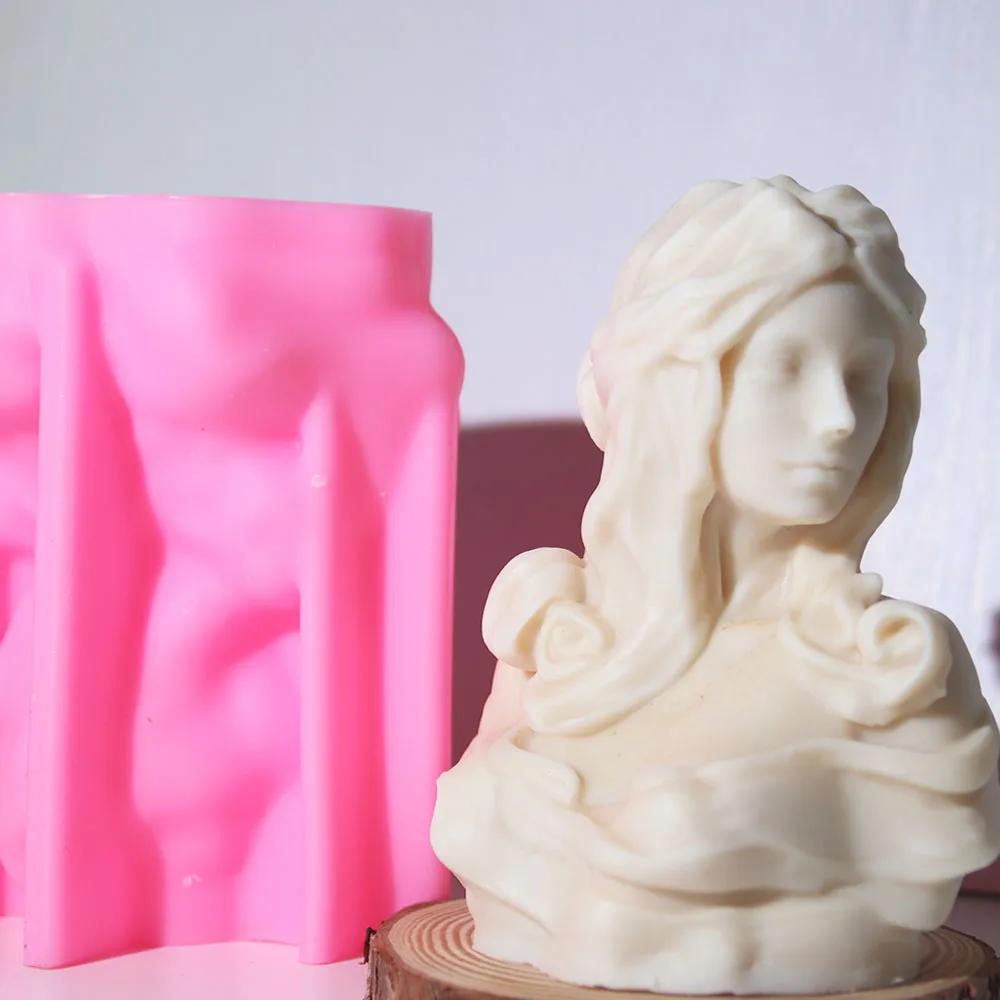 3D Goddess Statue Candle Silicone Mold DIY European Goddess Bust Sculpture Scented Candle Gypsum Mould Craft Tabletop Decor Gift