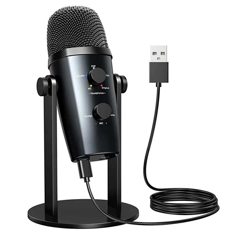 

USB Microphone Condenser Microphone For PC/PS4/5/Laptop/Phone, 4 Sound Modes, Noise Reduction And Reverb