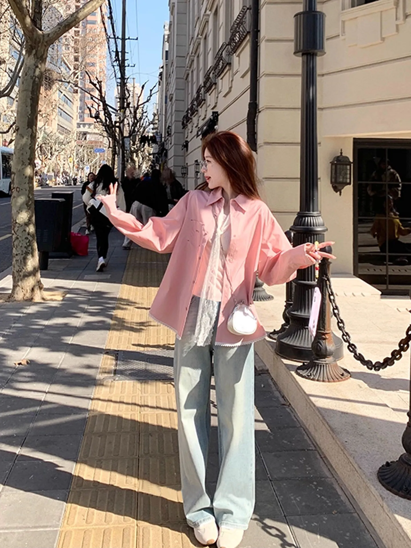 임산부용 청바지 루즈 스트레이트 레그 청바지 봄 가을 와이드 레그 바닥 길이 바지 임산부용 캐주얼 아우터웨어