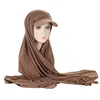 Women Bonnets Scarf Hat Cross border Brim Solid Color Women's Cap Long Cover Middle East Versatile Hijab scarf Muslim Fashion 3