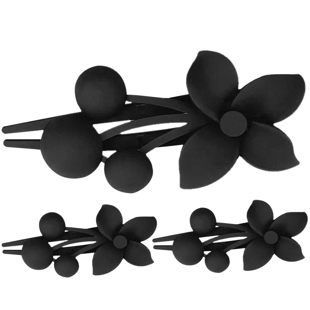 

French Hair Barrettes Flower Hair Pins For Girls Matte Black Floral Hairpins Non-Slip Hair Claw Clips Hair Clamps Elegant