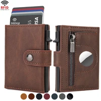 Rfid Credit Card Holder Men Wallets Aluminium Bank Cardholder Case Pop Up Male Purse Trifold Wallet for Air Tag Airtag Tracker 1