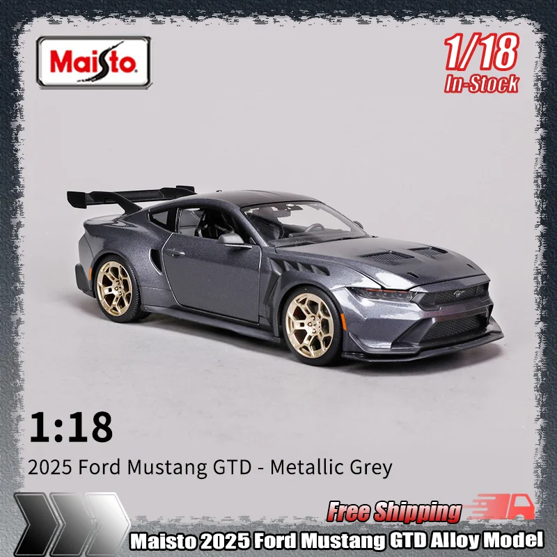 Maisto Ford Mustang GTD 1:18 – 2025 – Gris Métallisé – Modèle Détaillé – 24 Cm